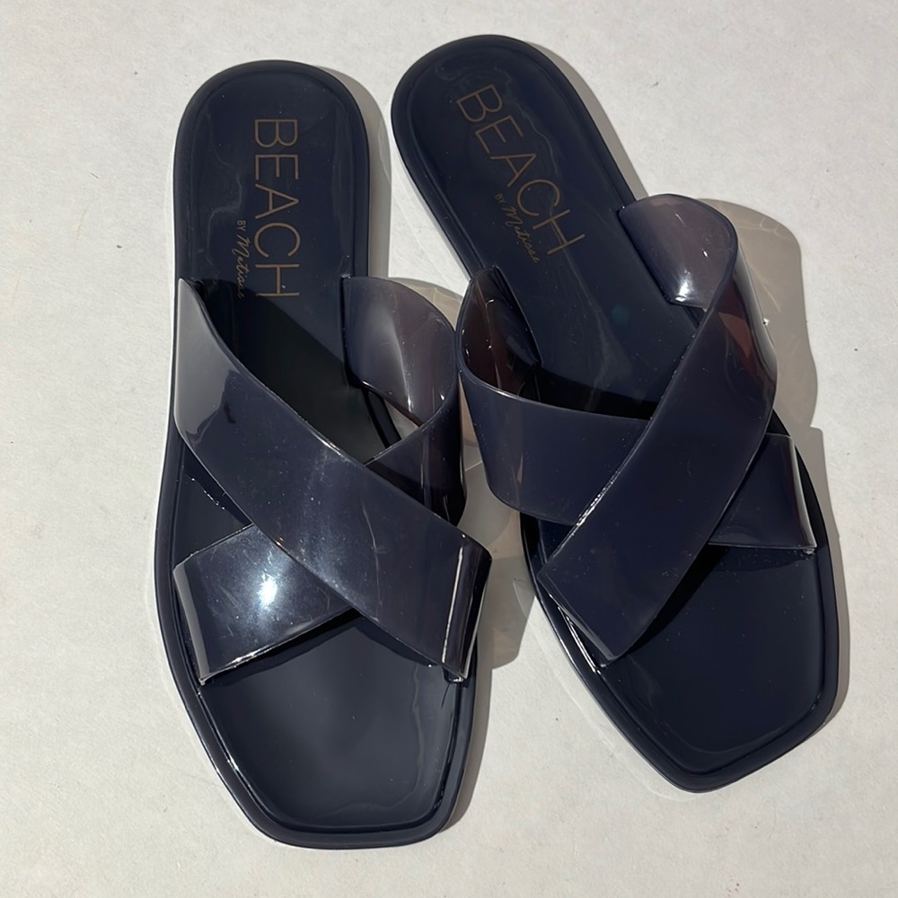 Beach by Matisse sandals slides vacation shoes blue sz 7 summer Anthropologie